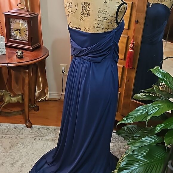 NWT David's Bridal Marine One Shoulder Illusion Maxi Gown size 8 - Picture 11 of 16